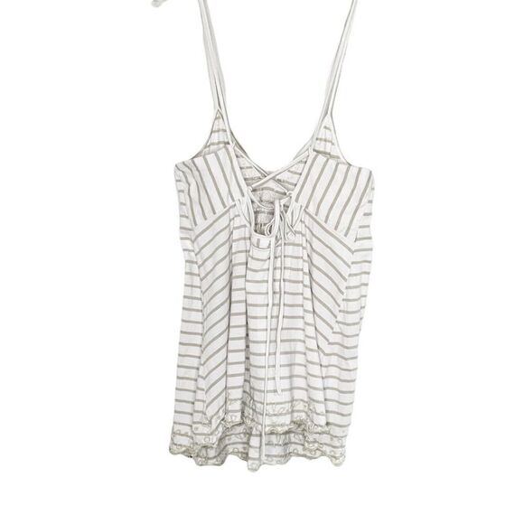 Free People Top Women’s Seafaring Striped Embroidered Tunic Ivory Cutout Small - Picture 5 of 11